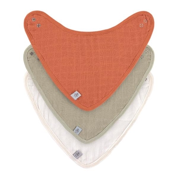 Image de Bavoirs Bandana Tetra, rouille- olive- blanc cassée